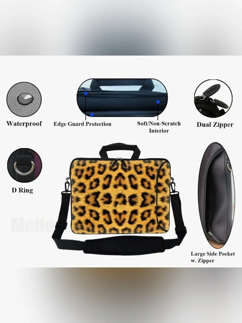 Meffort Inc. Neoprene Leopard Print Laptop Carrying Case